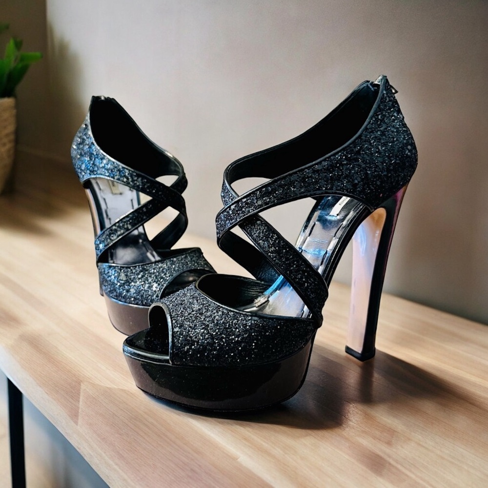 Miu Miu Calzature Donna Black Glitter 2 Strappy Heeled Sandals